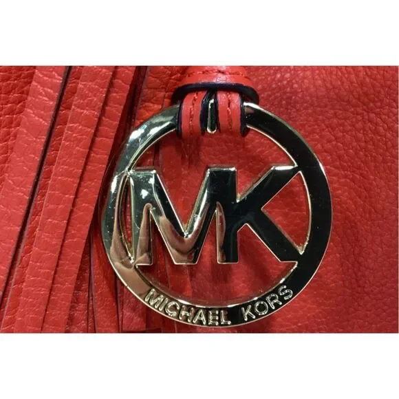 Michael Kors Authentic Red Leather Shoulder Bag Purse - Picture 4 of 5